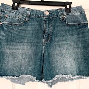 Seven7 Denim Blue Frayed Jean Shorts